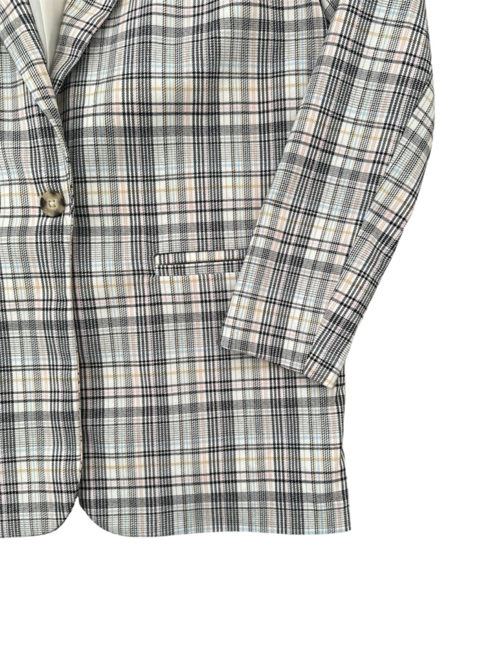 SO Pastel Plaid Single-Button Blazer XS - Picture 5 of 7